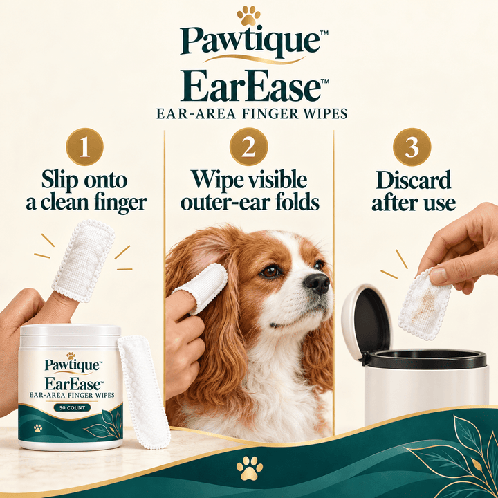 Pawtique EarEase™ Ear-Area Finger Wipes — 50 Count - Pawtique