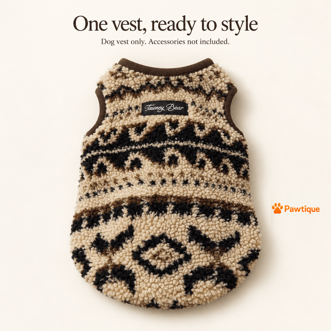 One Fair Isle vest, shown from the back; accessories not included