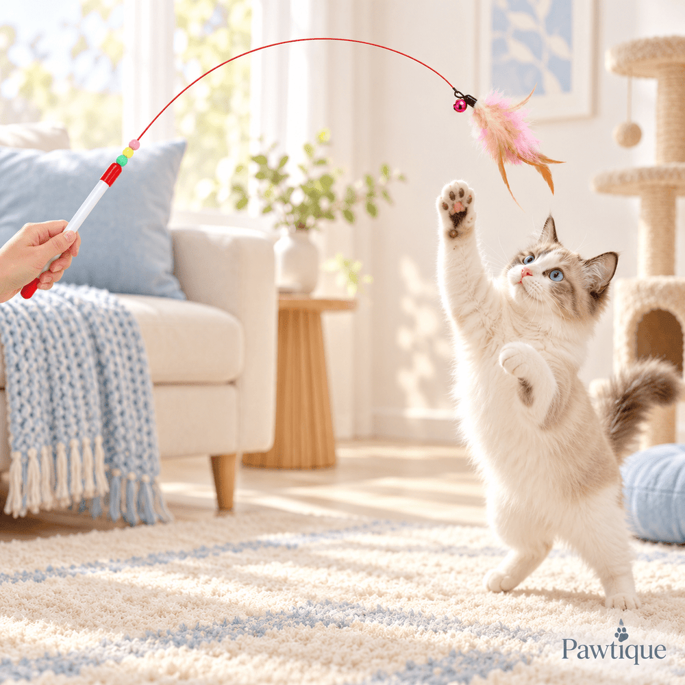 Pawtique FeatherFlex™ Steel-Wire Feather Cat Teaser - Pawtique