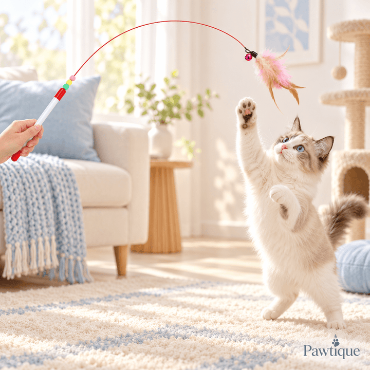 Pawtique FeatherFlex™ Steel-Wire Feather Cat Teaser - Pawtique