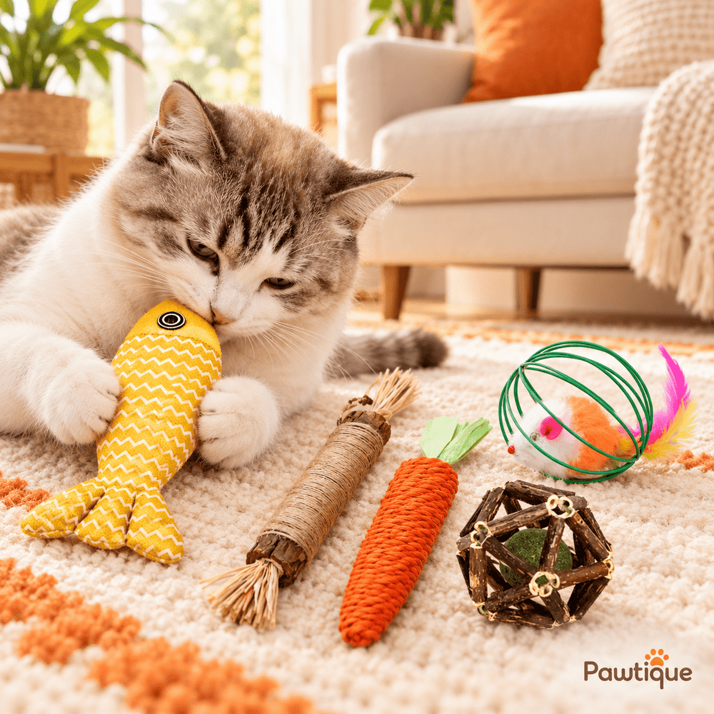 Pawtique Five-Piece Interactive Cat Toy Set - Pawtique