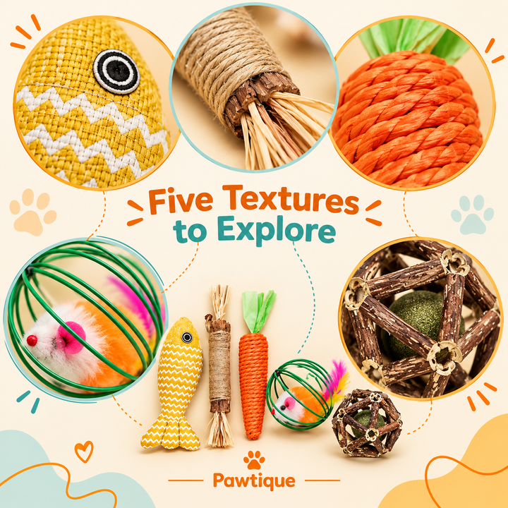Pawtique Five-Piece Interactive Cat Toy Set - Pawtique