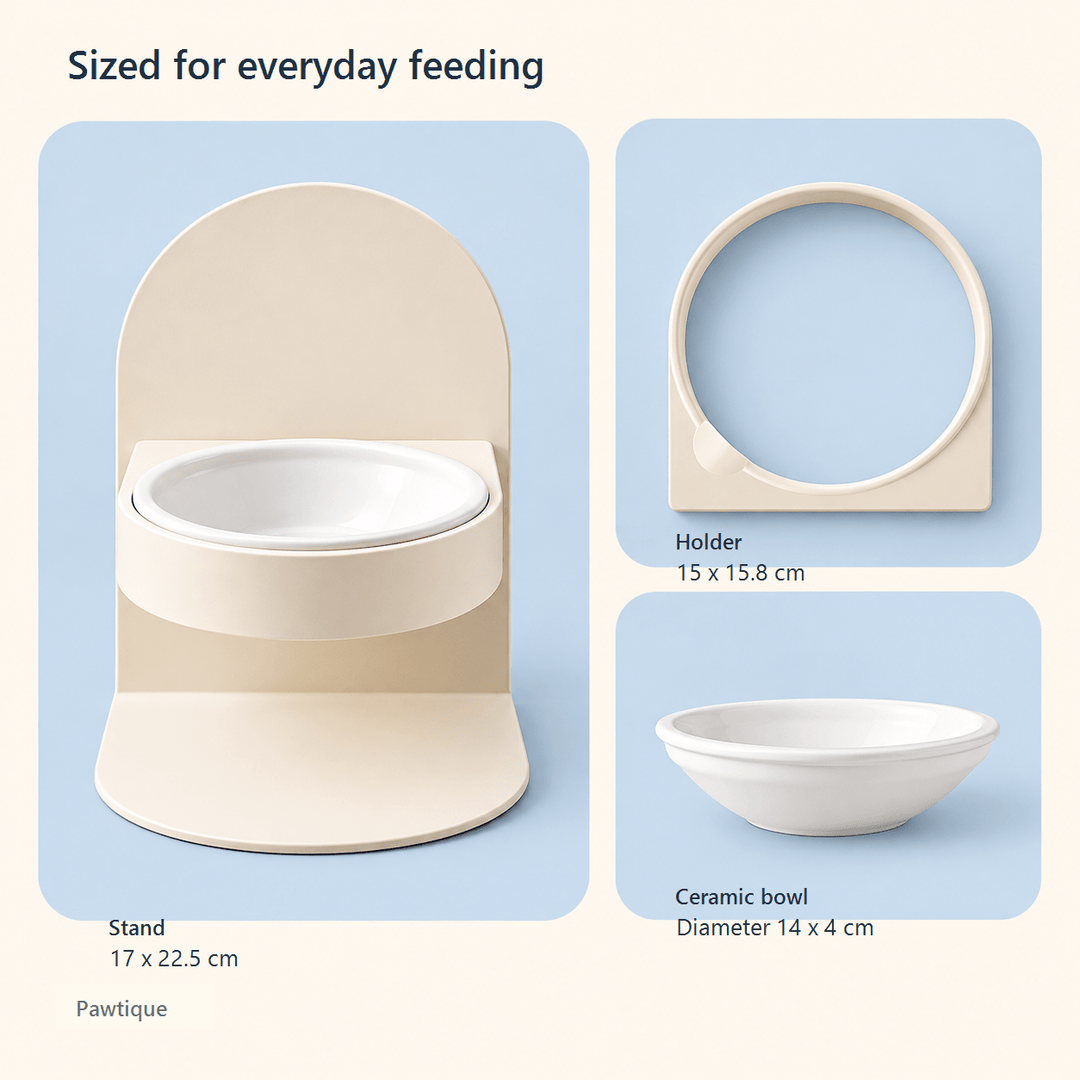 Pawtique FlexDine™ Adjustable Elevated Ceramic Cat Bowl - Pawtique