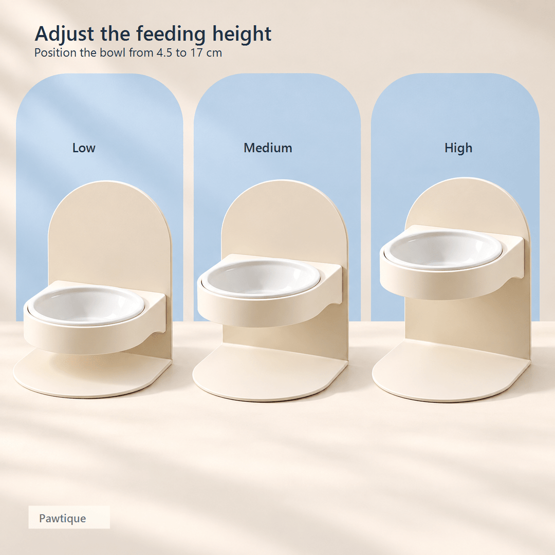 Pawtique FlexDine™ Adjustable Elevated Ceramic Cat Bowl - Pawtique
