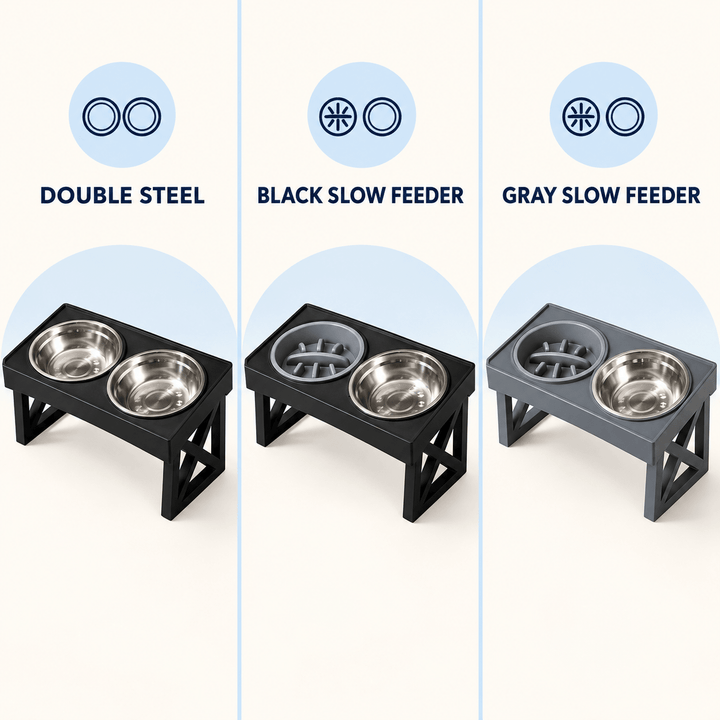 Pawtique FlexFeast 3-Height Double Pet Bowl - Pawtique