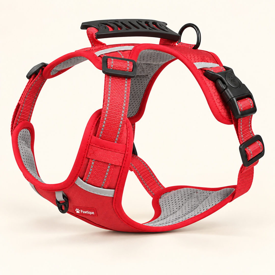 Pawtique FlexGuard reflective padded dog harness in red