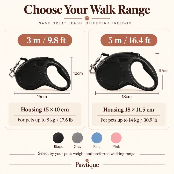 Pawtique FlexRange™ One-Thumb Retractable Dog Leash - Pawtique