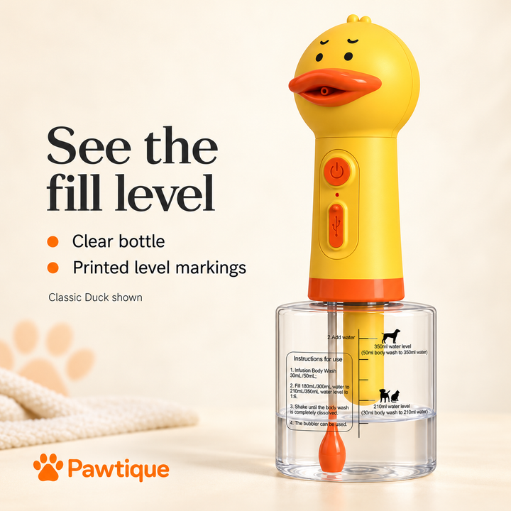 Classic Duck clear bottle and printed liquid level markings