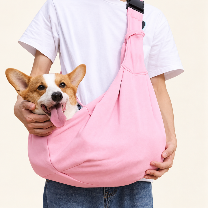 Pawtique foldable pet sling carrier, pink hero