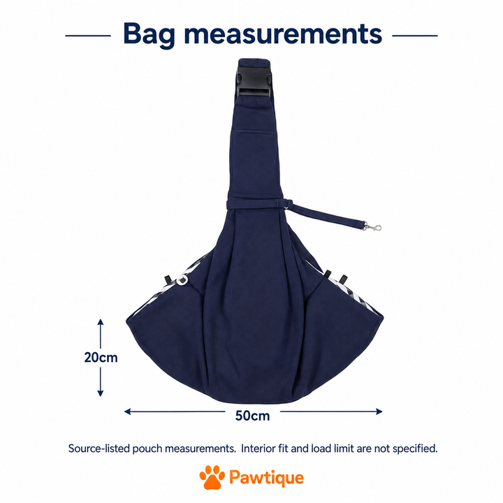 Pawtique foldable pet sling carrier, size note