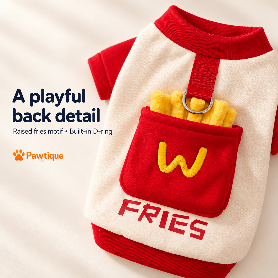Raised fries motif and visible D-ring detail
