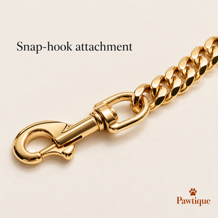 Gold swivel snap-hook attachment and Cuban chain links