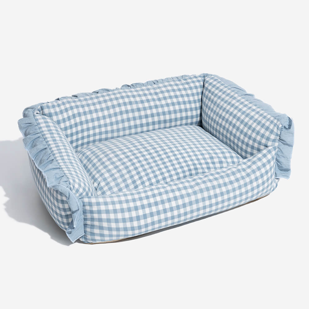 Pawtique Gingham Ruffle Bolster Pet Bed - Pawtique