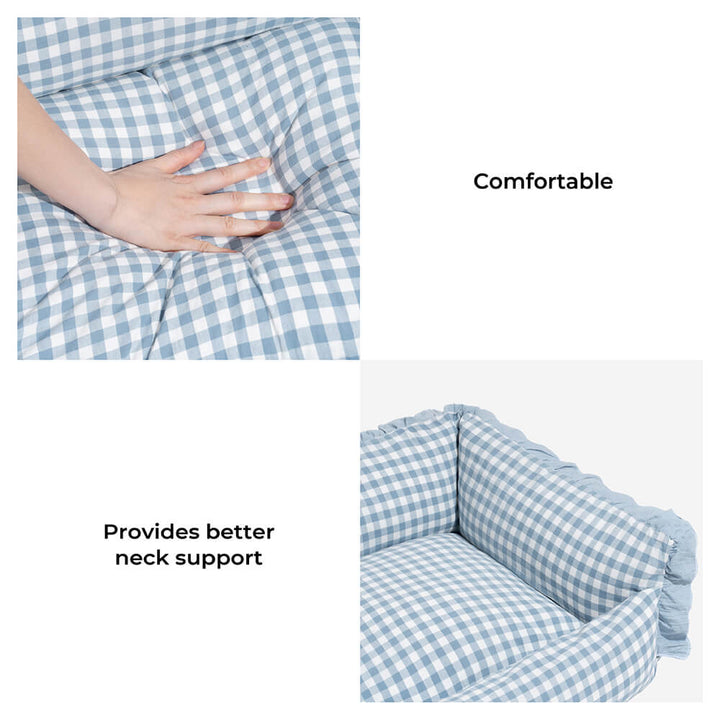 Pawtique Gingham Ruffle Bolster Pet Bed - Pawtique