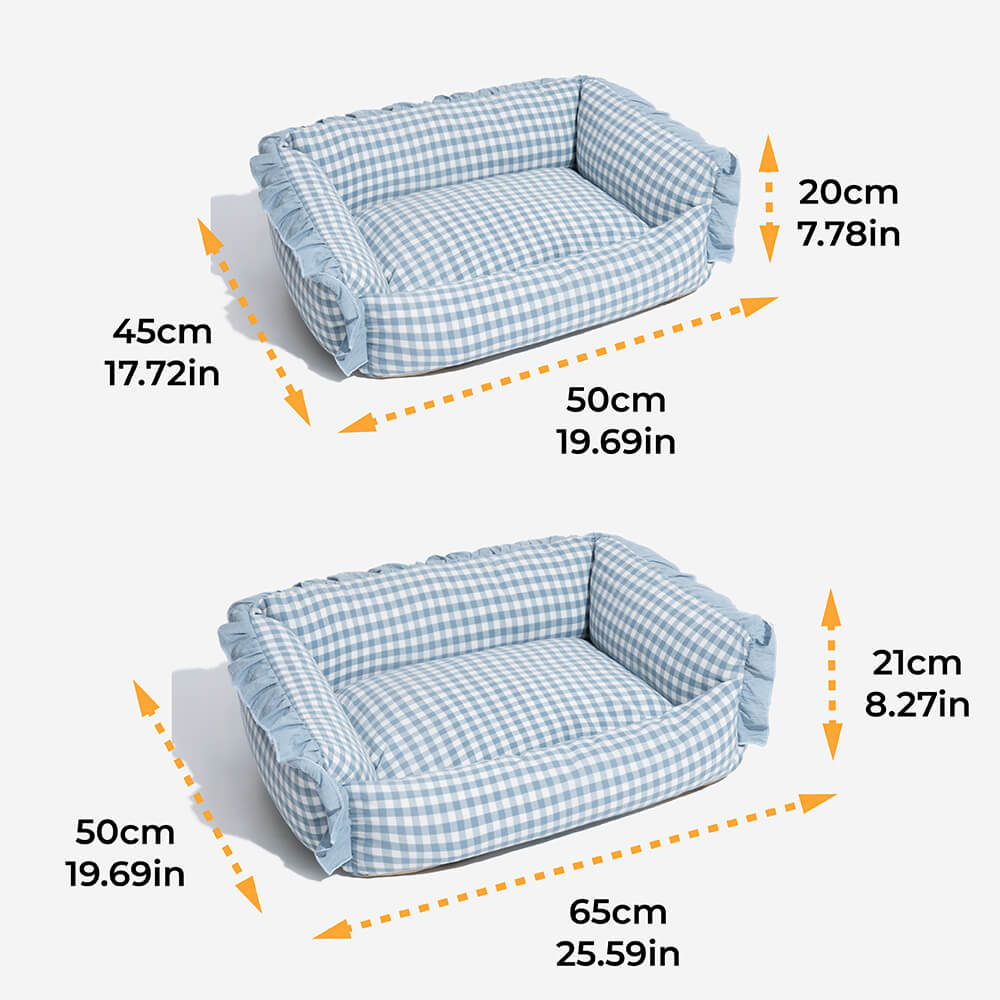 Pawtique Gingham Ruffle Bolster Pet Bed - Pawtique