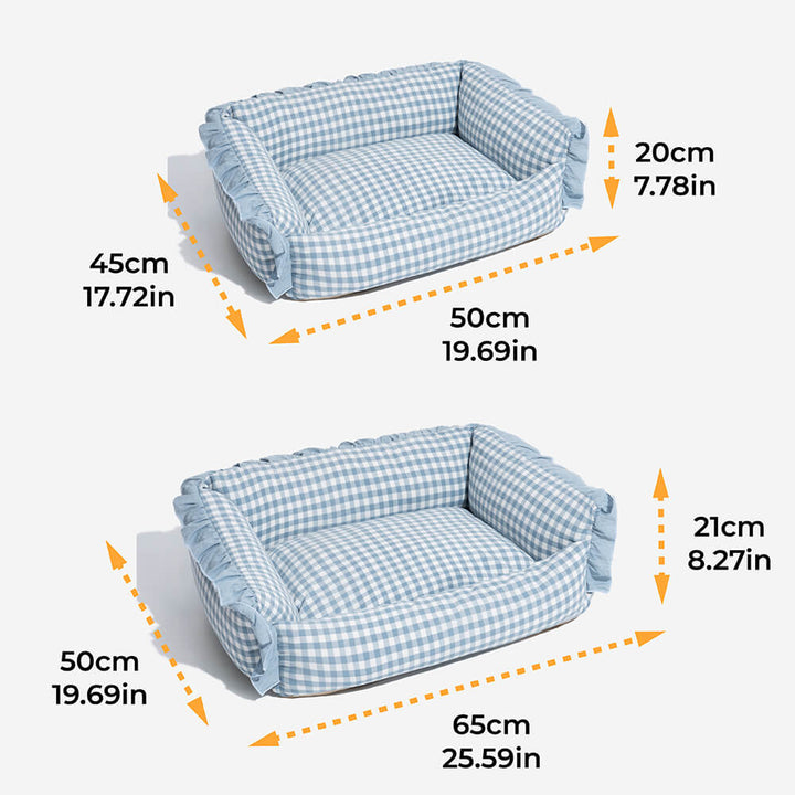 Pawtique Gingham Ruffle Bolster Pet Bed - Pawtique