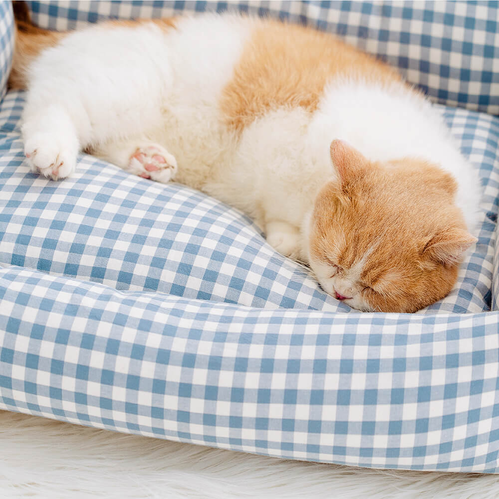 Pawtique Gingham Ruffle Bolster Pet Bed - Pawtique