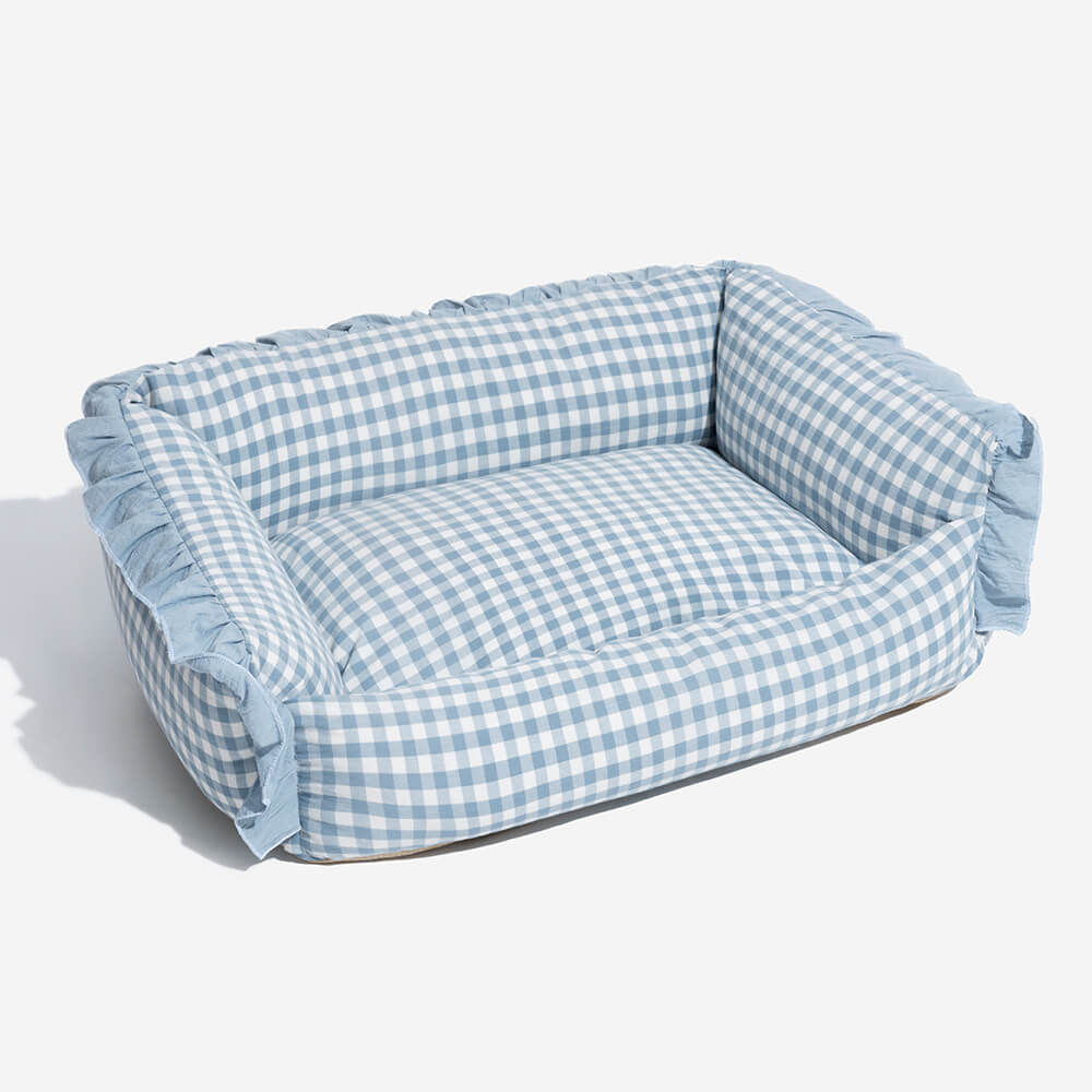 Pawtique Gingham Ruffle Bolster Pet Bed - Pawtique