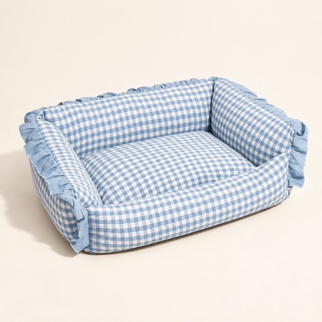 Pawtique Gingham Ruffle Bolster Pet Bed - Pawtique