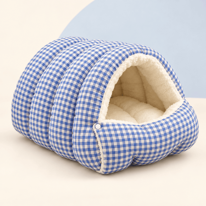 Pawtique GinghamHaven™ Semi-Enclosed Cave Pet Bed - Pawtique