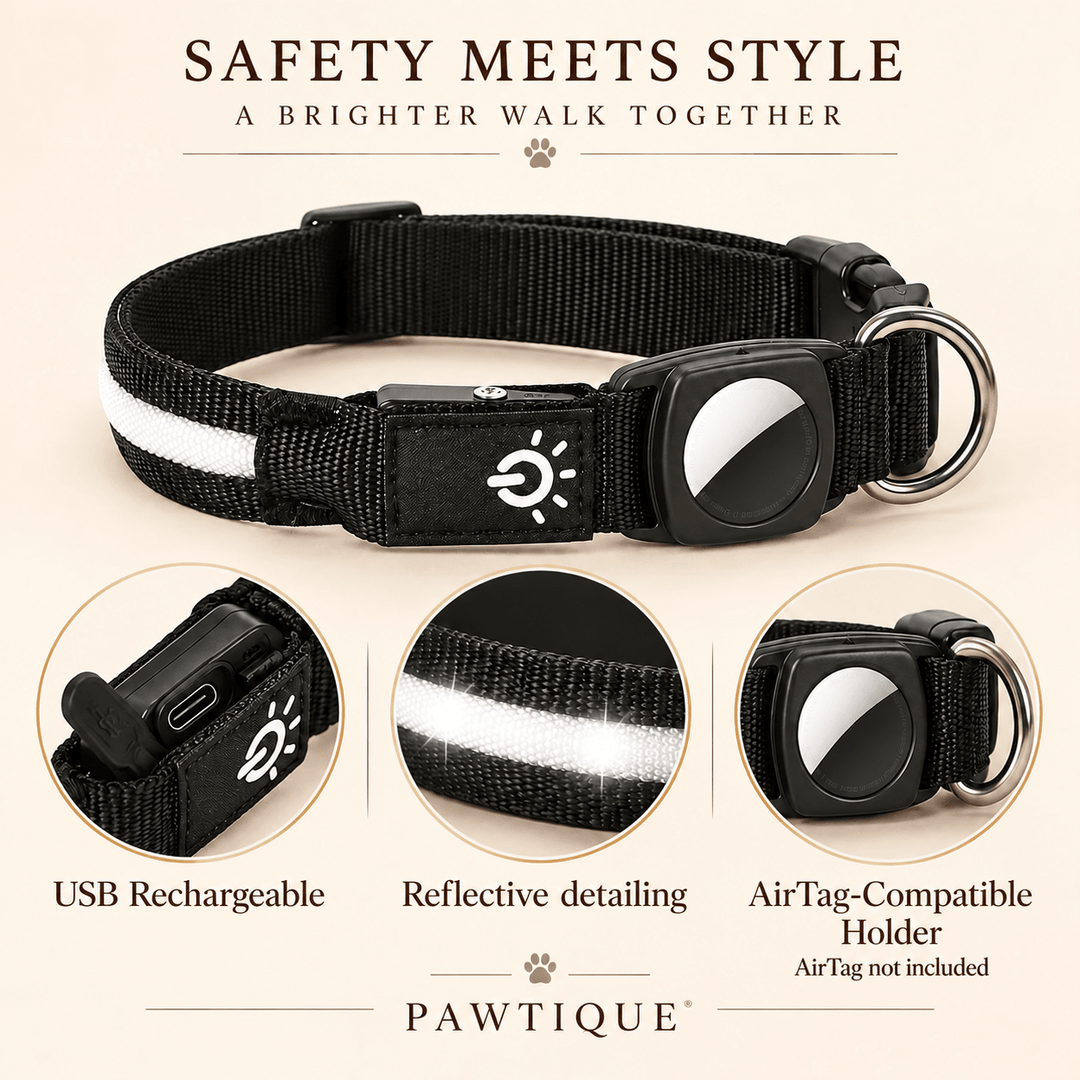 Pawtique GlowTrack™ LED Reflective AirTag Dog Collar - Pawtique