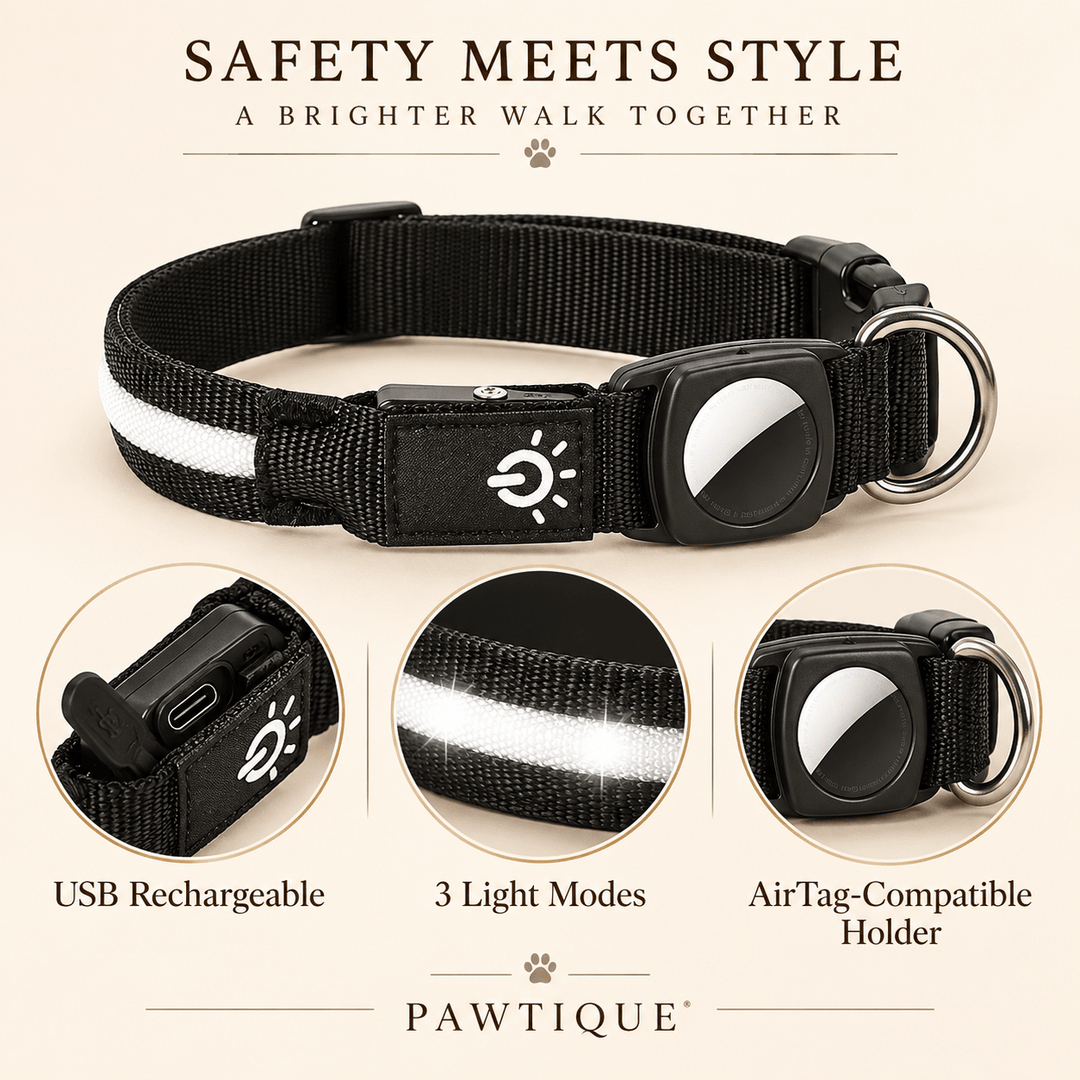 Pawtique GlowTrack™ LED Reflective AirTag Dog Collar - Pawtique