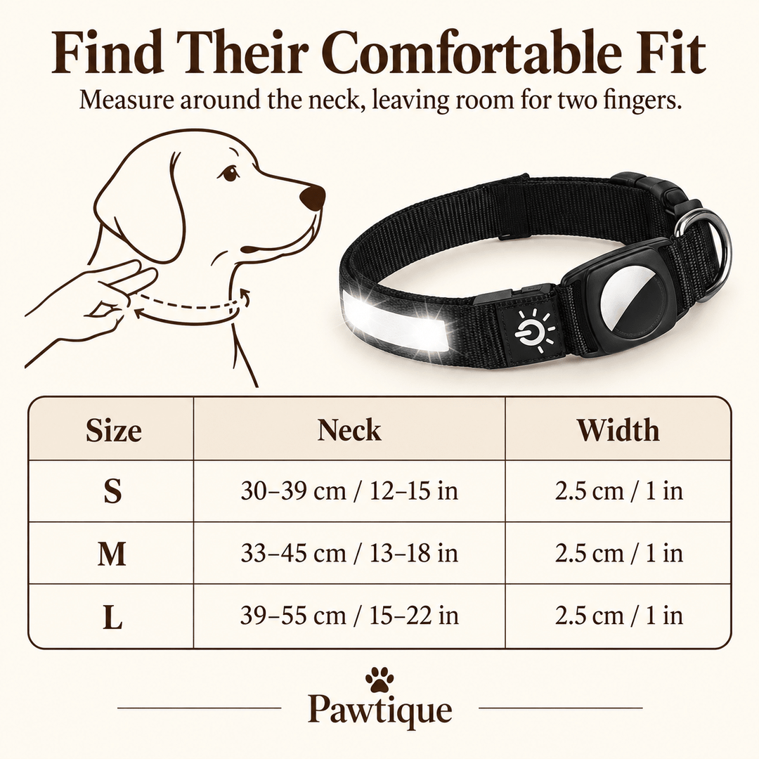 Pawtique GlowTrack™ LED Reflective AirTag Dog Collar - Pawtique