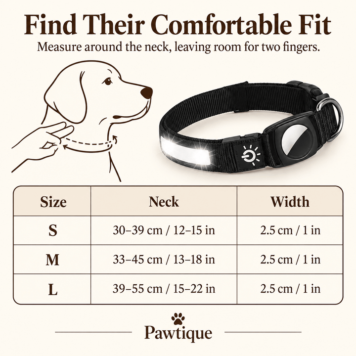 Pawtique GlowTrack™ LED Reflective AirTag Dog Collar - Pawtique