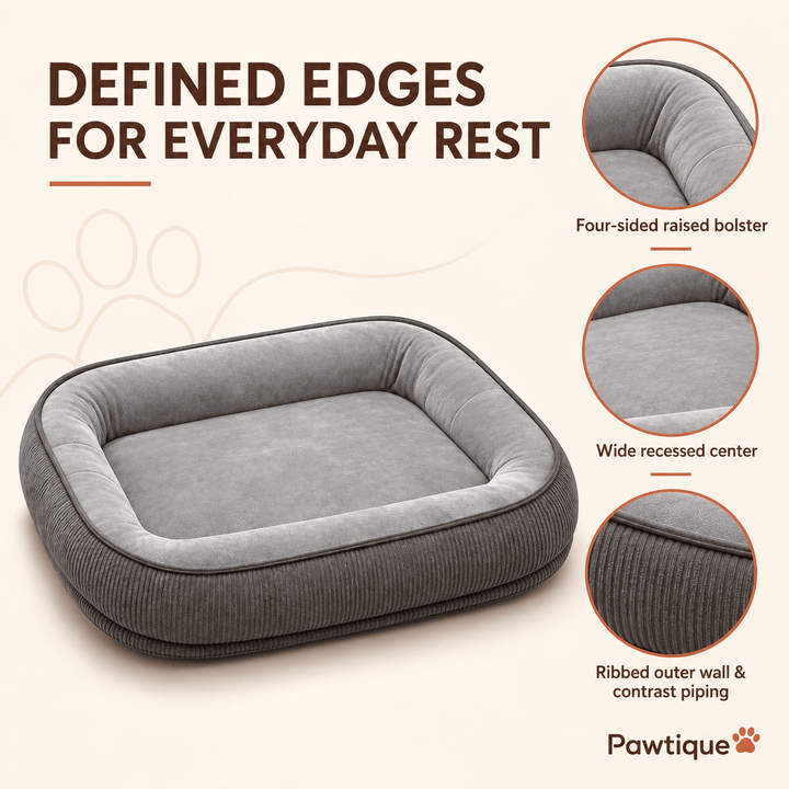 Pawtique HavenEdge™ Soft-Surface Bolster Dog Bed - Pawtique