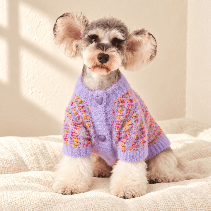 Pawtique Heartbutton Fuzzy Knit Dog Cardigan - Pawtique