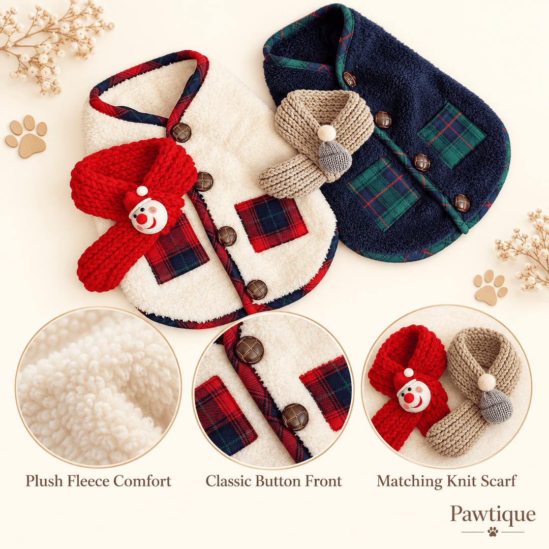 Pawtique HearthPlaid™ Fleece Dog Vest &amp; Scarf Set - Pawtique