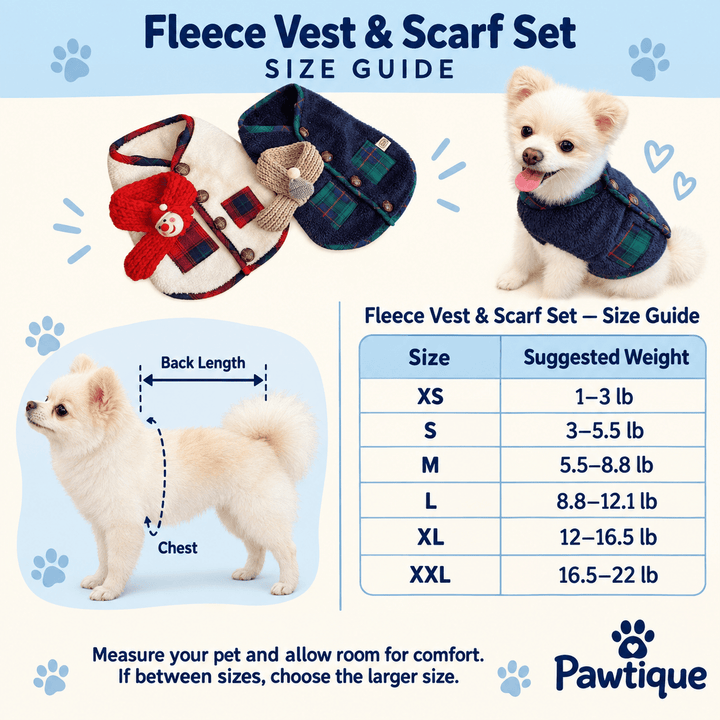 Pawtique HearthPlaid™ Fleece Dog Vest &amp; Scarf Set - Pawtique