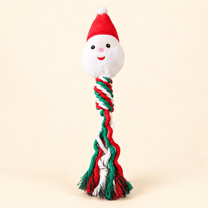 Pawtique Holiday Plush &amp; Rope Squeaky Dog Toy - Pawtique