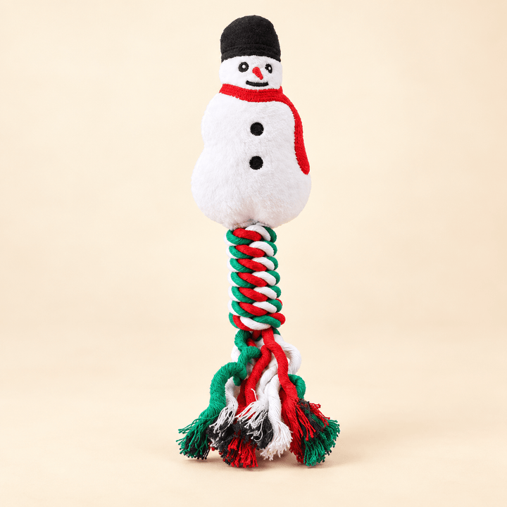 Pawtique Holiday Plush &amp; Rope Squeaky Dog Toy - Pawtique