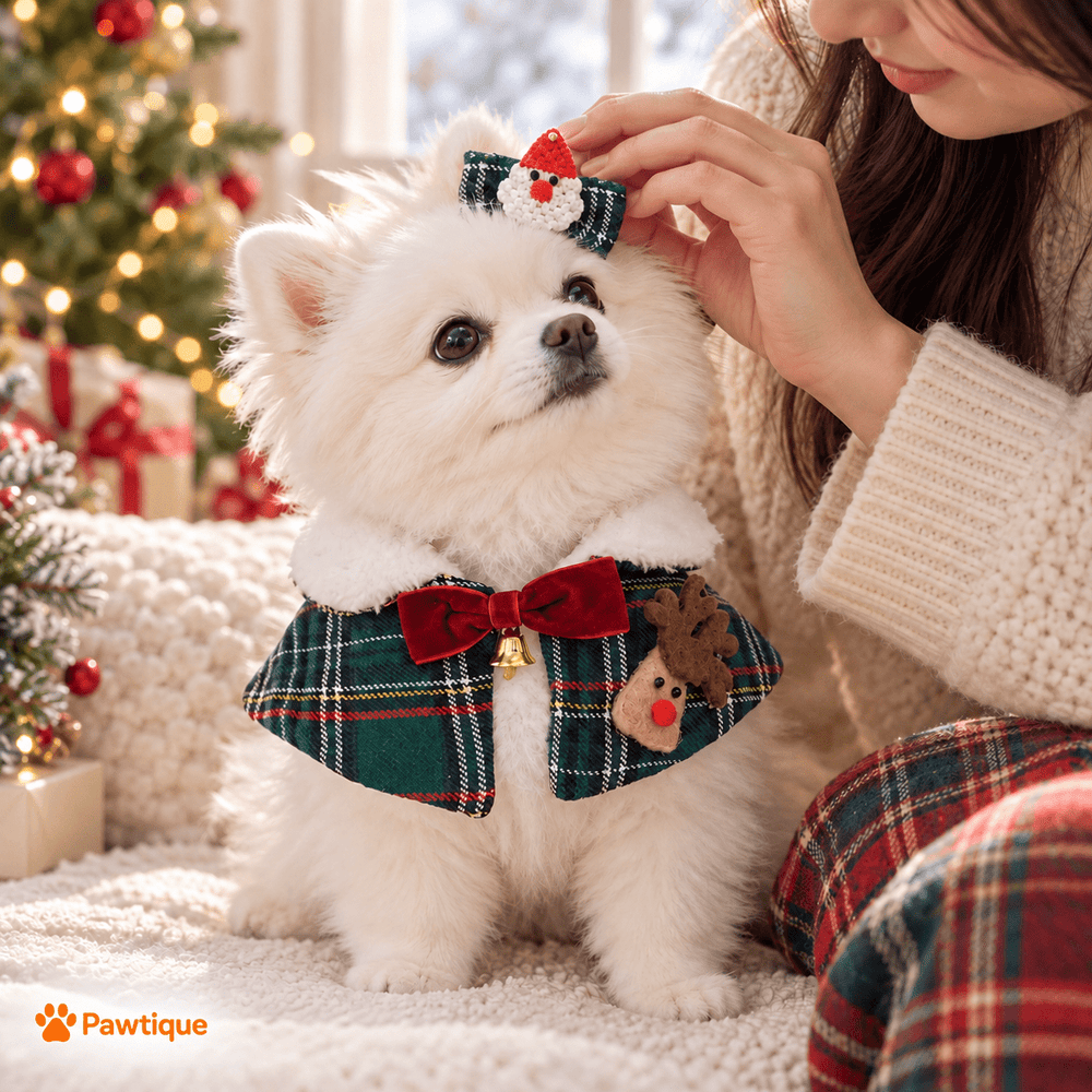 Pawtique HollyPlaid™ Holiday Bandana Collar Set - Pawtique