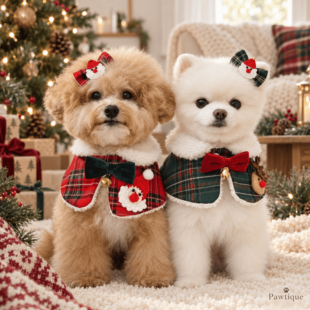 Pawtique HollyPlaid™ Holiday Bandana Collar Set - Pawtique