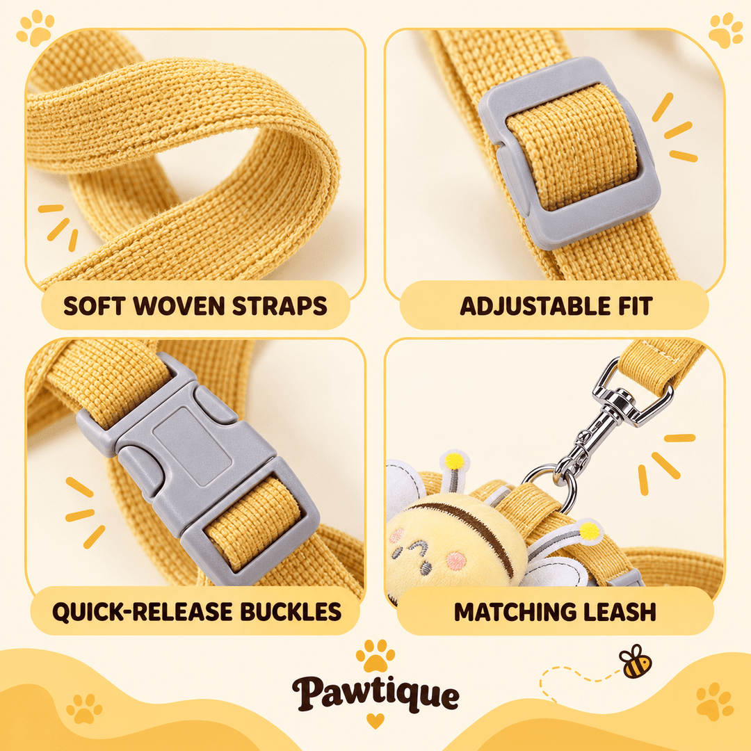 Pawtique HoneyBee™ Adjustable Harness &amp; Leash Set - Pawtique