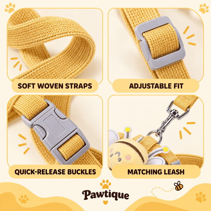 Pawtique HoneyBee™ Adjustable Harness &amp; Leash Set - Pawtique