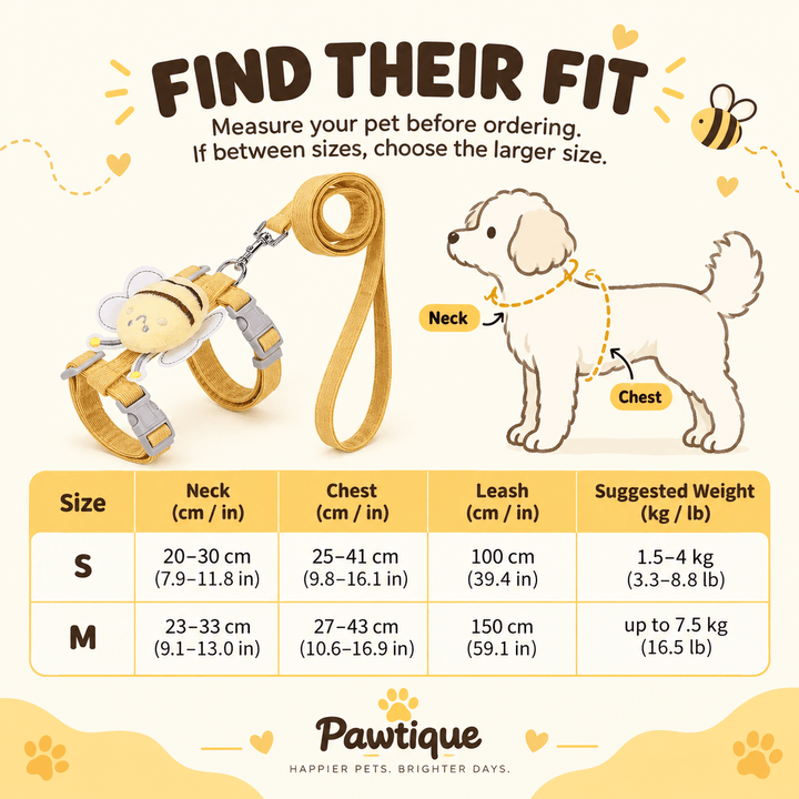 Pawtique HoneyBee™ Adjustable Harness &amp; Leash Set - Pawtique