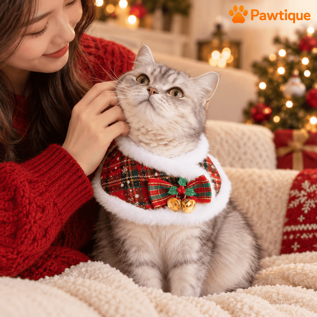 Pawtique JinglePlaid™ Holiday Pet Cape Collar - Pawtique