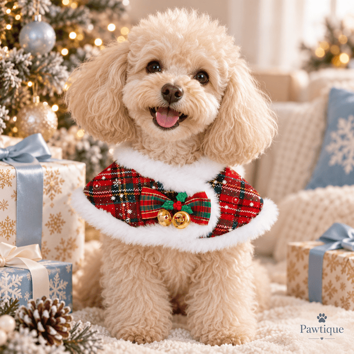 Pawtique JinglePlaid™ Holiday Pet Cape Collar - Pawtique