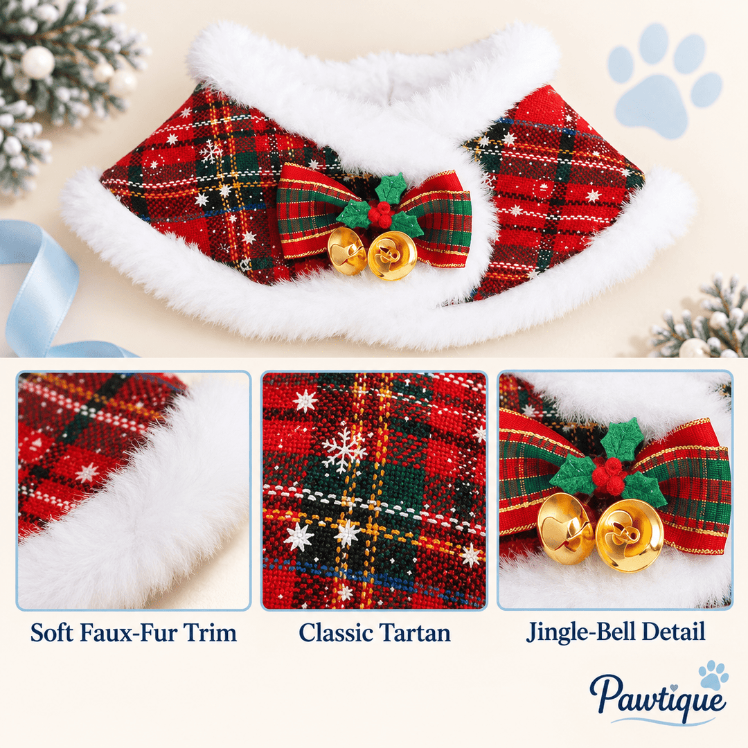 Pawtique JinglePlaid™ Holiday Pet Cape Collar - Pawtique