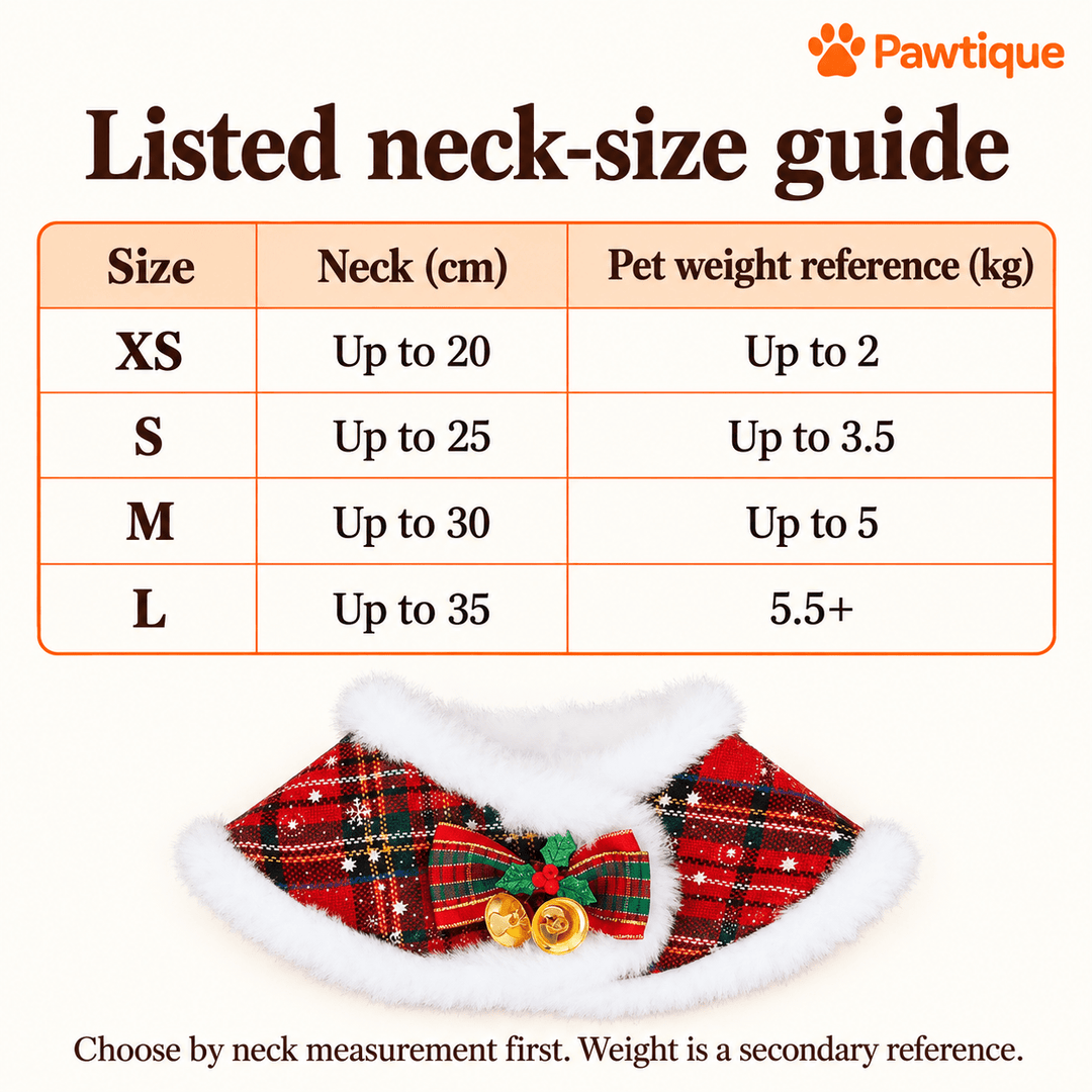 Pawtique JinglePlaid™ Holiday Pet Cape Collar - Pawtique