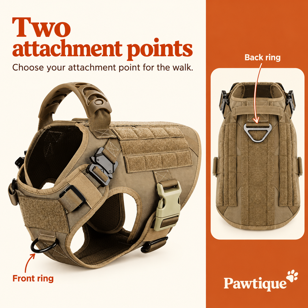 K9 harness front and back metal leash attachment points