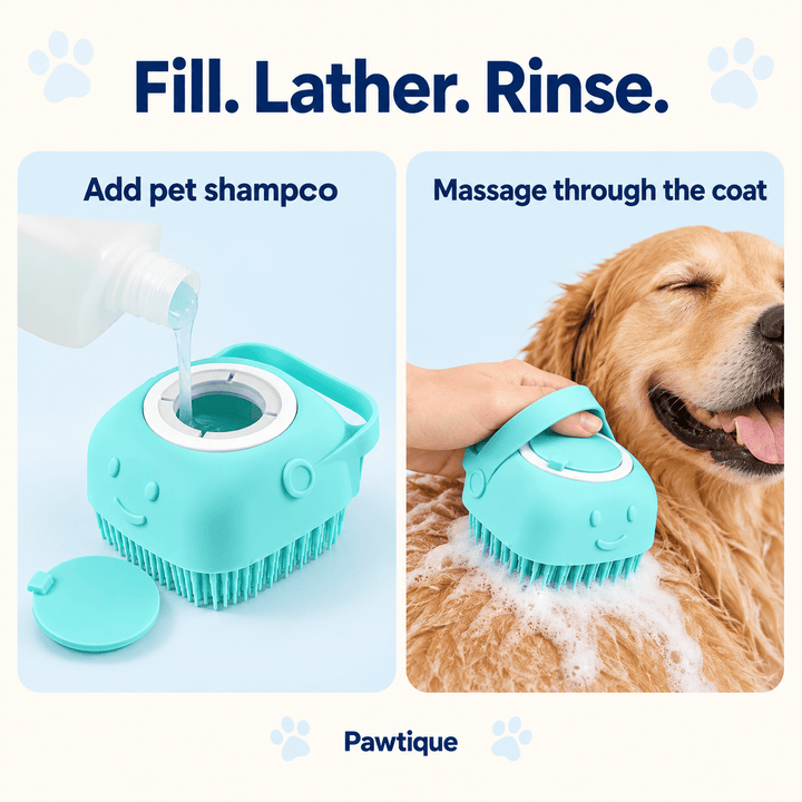 Pawtique LatherPal™ Shampoo-Dispensing Pet Bath Brush - Pawtique