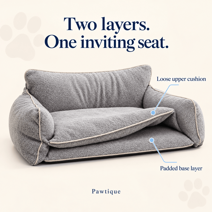 Pawtique LayerLounge™ Double-Cushion Pet Sofa Bed - Pawtique