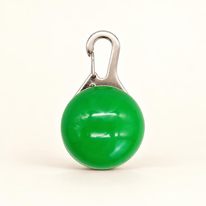 Green clip-on LED collar pendant with silver hook