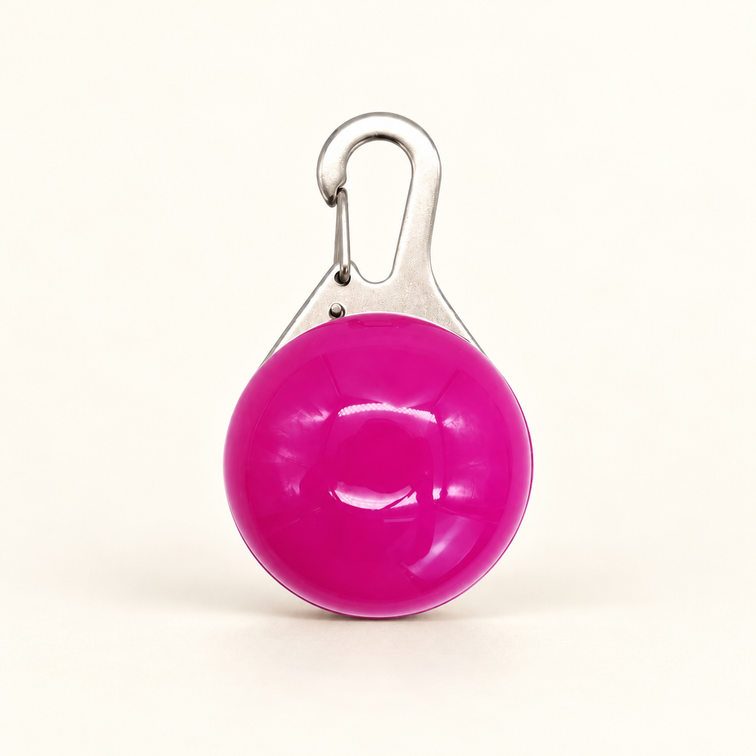 Purple clip-on LED collar pendant with silver hook