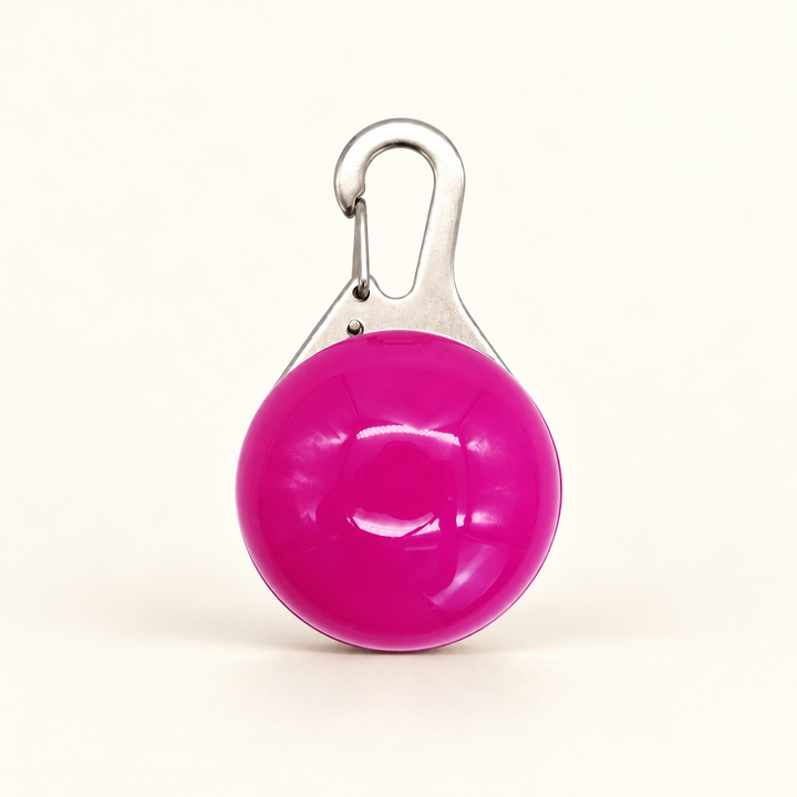 Purple clip-on LED collar pendant with silver hook
