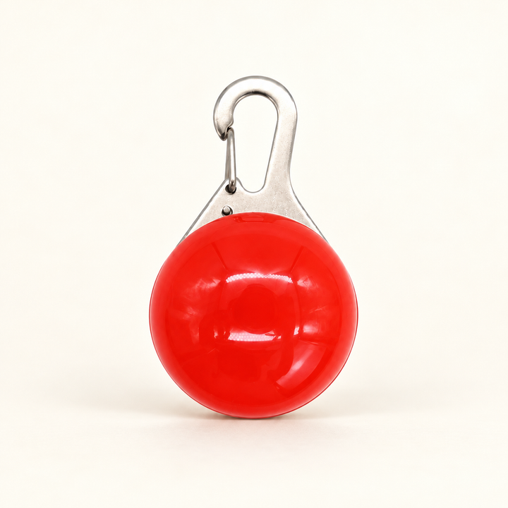 Red clip-on LED collar pendant with silver hook